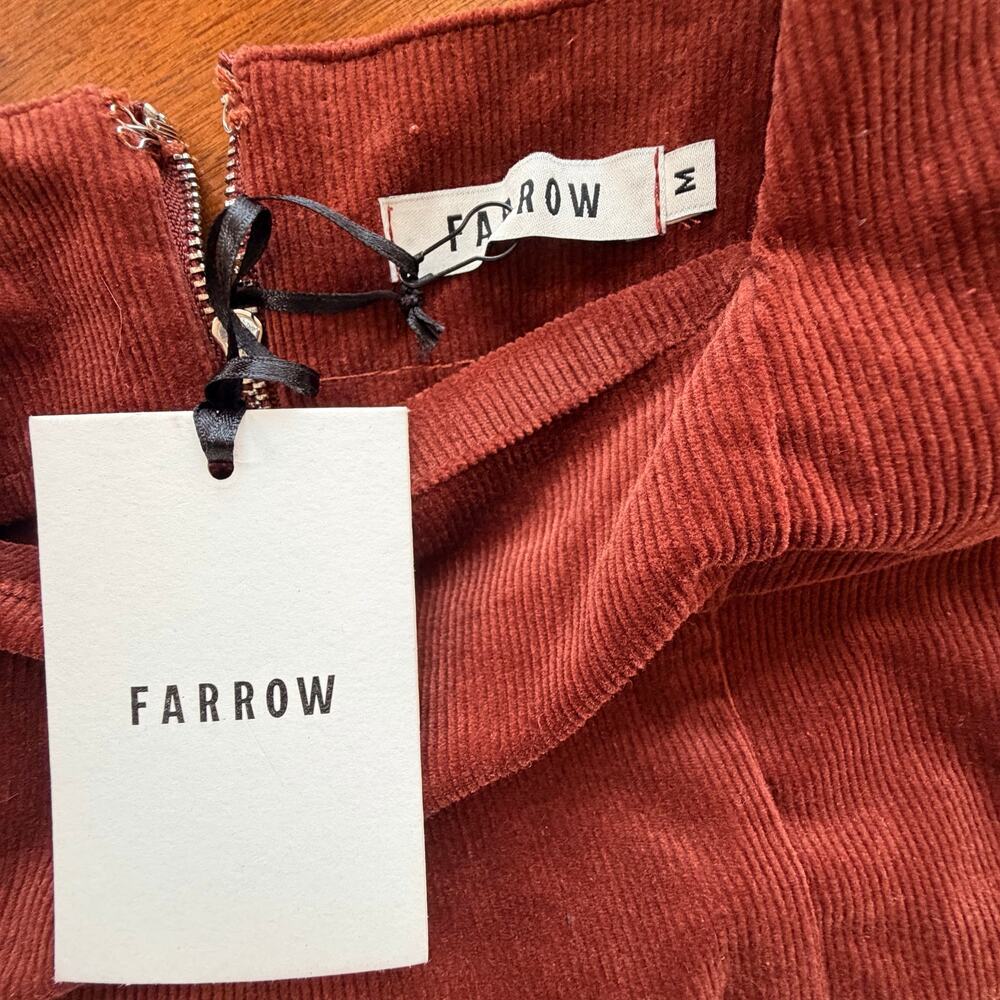 NEW Farrow burnt Orange Corduroy wide-Leg Overalls medium tie waist zip up back - Picture 3 of 7